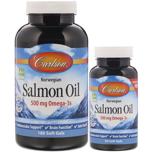 Carlson Labs, Norwegian Salmon Oil, 500 mg, 180 + 50 Free Soft Gels Review