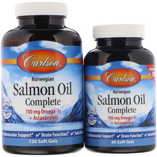 Carlson Labs, Norwegian Salmon Oil Complete, 120 + 60 Free Soft Gels Review