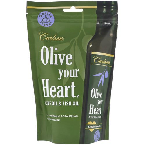 Carlson Labs, Olive Your Heart, Olive Oil & Fish Oil, Garlic Flavor, 1,480 mg, 15 Packets, 15 ml Each Review