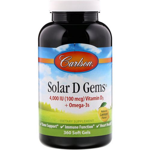 Carlson Labs, Solar D Gems, Natural Lemon Flavor, 4000 IU, 360 Soft Gels Review