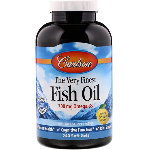 Carlson Labs, The Very Finest Fish Oil, Natural Lemon Flavor, 700 mg, 240 Soft Gels Review