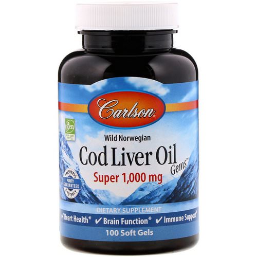 Carlson Labs, Wild Norwegian Cod Liver Oil Gems, Super, 1000 mg, 100 Soft Gels Review