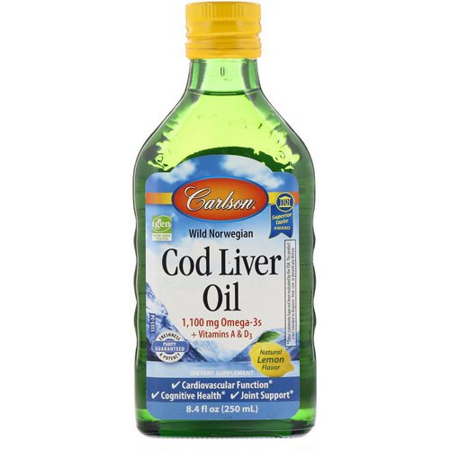Carlson Labs, Wild Norwegian Cod Liver Oil, Natural Lemon Flavor, 1,000 mg, 8.4 fl oz (250 ml) Review