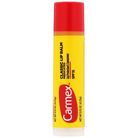 SPF, 藥用: Carmex, Classic Lip Balm, Medicated, SPF 15, .15 oz (4.25 g)