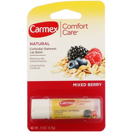 潤唇膏, 護唇: Carmex, Comfort Care, Colloidal Oatmeal Lip Balm, Mixed Berry, .15 oz (4.25 g)