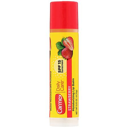 SPF, 潤唇膏: Carmex, Daily Care, Moisturizing Lip Balm, Strawberry, SPF 15, .15 oz (4.25 g)
