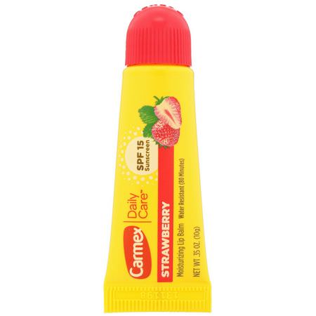 SPF, 潤唇膏: Carmex, Daily Care, Moisturizing Lip Balm, Strawberry, SPF 15, .35 oz (10 g)