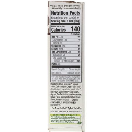 格蘭諾拉麥片棒: Cascadian Farm, Organic Chewy Granola Bars, Dark Chocolate Chip, 6 Bars, 1.2 oz (35 g) Each