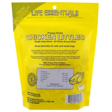 寵物零食, 寵物: Cat-Man-Doo, Life Essentials, Freeze Dried Chicken Littles, For Cats & Dogs, 5 oz (142 g)