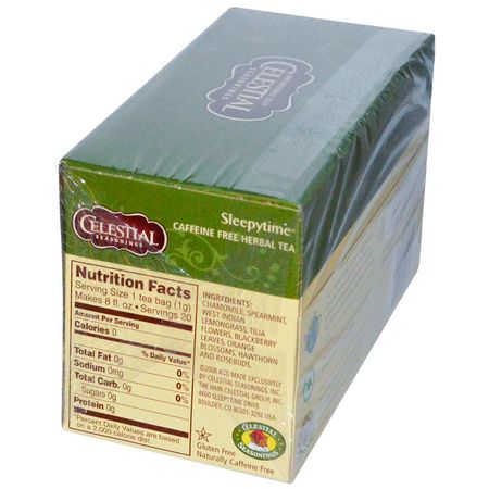 藥用茶, 涼茶: Celestial Seasonings, Herbal Tea, Sleepytime, Caffeine Free, 20 Tea Bags, 1.0 oz (29 g)