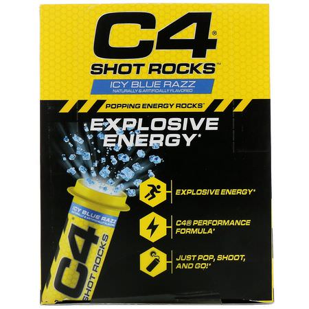 能量補充劑: Cellucor, C4 Shot Rocks, Icy Blue Razz, 12 Vials, 0.5 oz Each