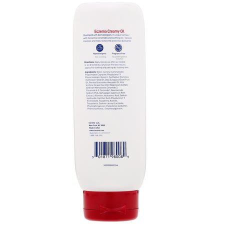 皮膚發癢, 乾燥: CeraVe, Eczema Creamy Oil, For Extra Dry, Itchy Skin, 8 fl oz (236 ml)