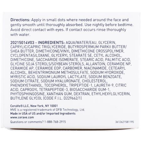 CeraVe Night Moisturizers Creams Peptides - 肽, 夜間保濕霜, 面霜, 面部保濕霜