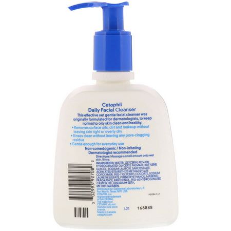清潔劑, 洗面奶: Cetaphil, Daily Facial Cleanser, 8 fl oz (237 ml)