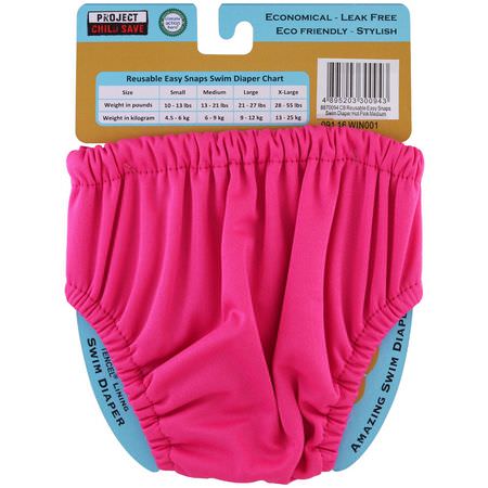 可重複使用的尿布: Charlie Banana, Reusable Easy Snaps Swim Diaper, Hot Pink, Medium, 1 Diaper