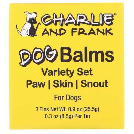 外套護理, 寵物皮膚: Charlie & Frank, Dog Balms Variety Set (Paw, Skin, Snout), Trial Size, 3 Tins, 0.3 oz (8.5 g) Each