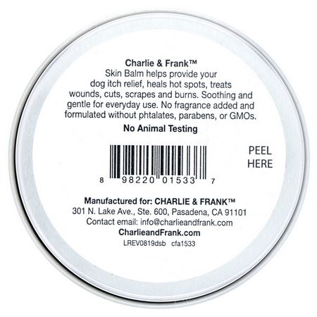 外套護理, 寵物皮膚: Charlie & Frank, Dog Skin Balm, 2 oz (56.6 g)