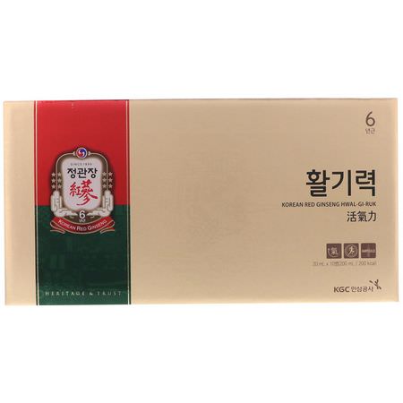 人參, 順勢療法: Cheong Kwan Jang, Korean Red Ginseng Hwal-Gi-Ruk, 10 Bottles, 20 ml Each