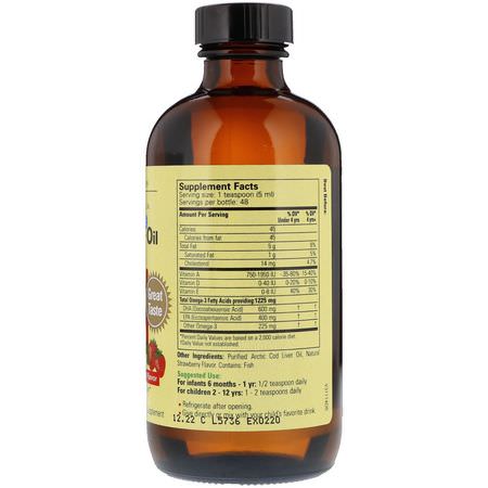 Omegas, 兒童DHA: ChildLife, Cod Liver Oil, Natural Strawberry Flavor, 8 fl oz (237 ml)