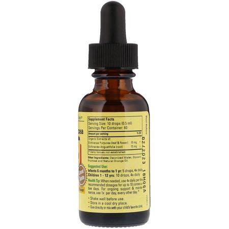 咳嗽, 流感: ChildLife, Essentials, Echinacea, Natural Orange Flavor, 1 fl oz (29.6 ml)