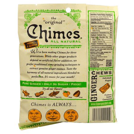 糖果, 巧克力: Chimes, Ginger Chews, Mango, 5 oz (141.8 g)