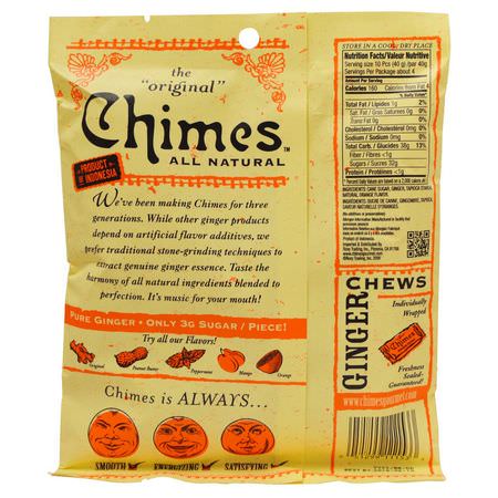 糖果, 巧克力: Chimes, Ginger Chews, Orange, 5 oz (141.8 g)