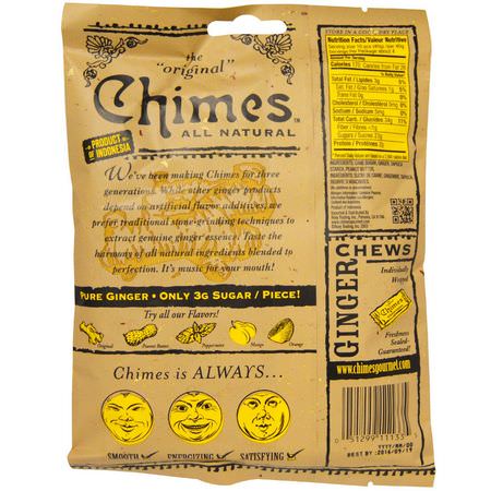 糖果, 巧克力: Chimes, Ginger Chews, Peanut Butter, 5 oz (141.8 g)