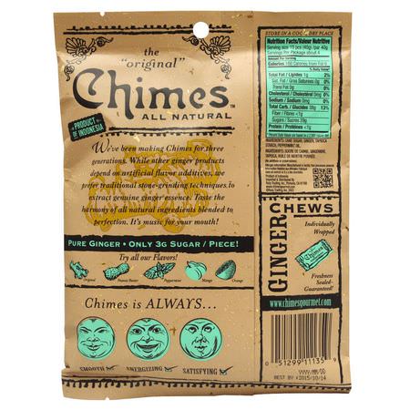 糖果, 巧克力: Chimes, Ginger Chews, Peppermint, 5 oz (141.8 g)