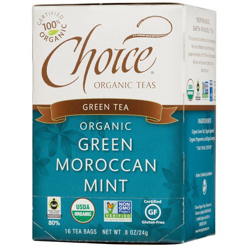 Choice Organic Teas, Green Tea, Organic, Green Moroccan Mint, 16 Tea Bags, .8 oz (24 g) Review