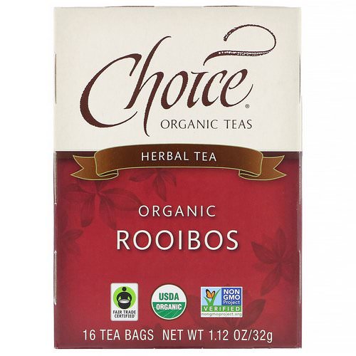 Choice Organic Teas, Herbal Tea, Organic, Rooibos, Caffeine-Free, 16 Tea Bags, 1.12 oz (32 g) Review