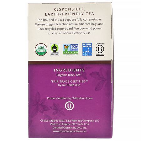 紅茶, 英式早餐茶: Choice Organic Teas, Organic, English Breakfast, Black Tea, 16 Tea Bags, 1.12 oz (32 g)