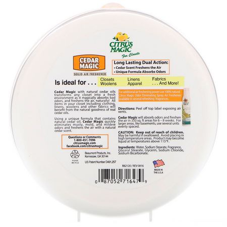 空氣清新劑: Citrus Magic, Cedar Magic, Solid Air Freshener, 8 oz (227 g)