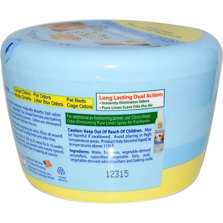 除臭劑, 寵物污漬: Citrus Magic, Pet, Solid Air Freshener, Pure Linen, 20 oz (566 g)