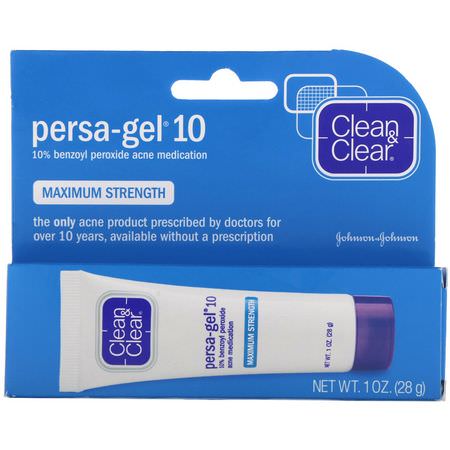 瑕疵, 粉刺: Clean & Clear, Persa-Gel 10, Maximum Strength, 1 oz (28 g)