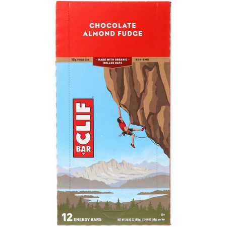 能量棒, 運動棒: Clif Bar, Energy Bar, Chocolate Almond Fudge, 12 Bars, 2.40 oz (68 g) Each