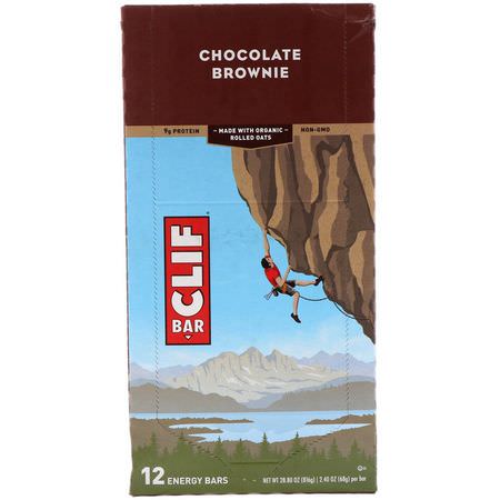 能量棒, 運動棒: Clif Bar, Energy Bar, Chocolate Brownie, 12 Bars, 2.40 oz (68 g) Each