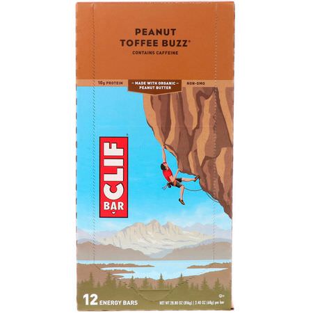能量棒, 運動棒: Clif Bar, Energy Bar, Peanut Toffee Buzz, 12 Bars, 2.40 oz (68 g) Each