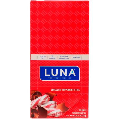 營養棒: Clif Bar, Luna, Whole Nutrition Bar For Women, Chocolate Peppermint Stick, 15 Bars, 1.69 oz (48 g) Each
