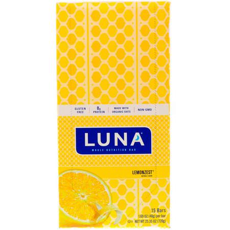 營養棒: Clif Bar, Luna, Whole Nutrition Bar for Women, Lemonzest, 15 Bars, 1.69 oz (48 g) Each