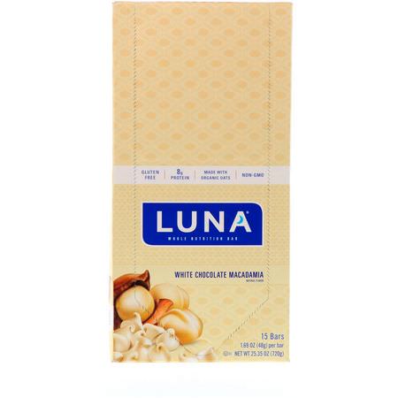營養棒: Clif Bar, Luna, Whole Nutrition Bar For Women, White Chocolate Macadamia, 15 Bars, 1.69 oz (48 g) Each