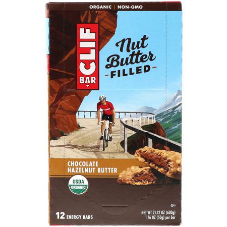 能量棒, 運動棒: Clif Bar, Organic Nut Butter Filled Energy Bar, Chocolate Hazelnut Butter, 12 Energy Bars, 1.76 oz (50 g) Each