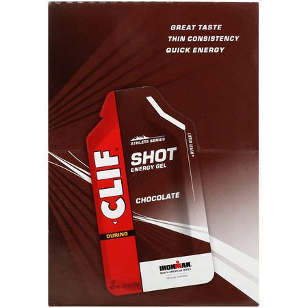 鍛煉前補充劑: Clif Bar, Shot Energy Gel, Chocolate, 24 Packets, 1.2 oz (34 g) Each