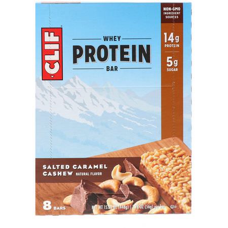 乳清蛋白棒, 蛋白棒: Clif Bar, Whey Protein Bar, Salted Caramel Cashew, 8 Bars, 1.98 oz (56 g) Each
