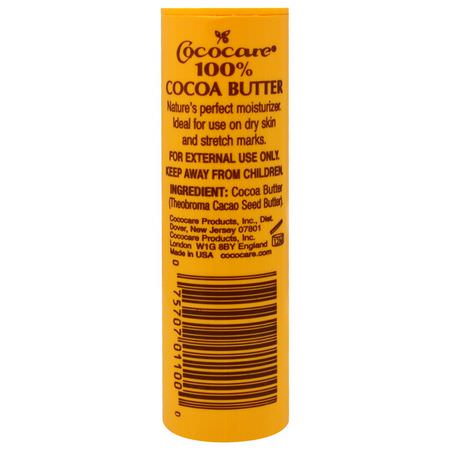 可可脂, 按摩油: Cococare, 100% Cocoa Butter, The Yellow Stick, 1 oz (28 g)