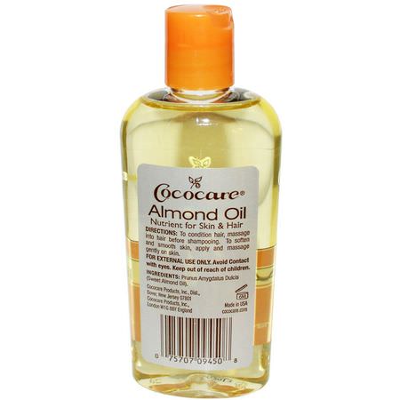 頭皮護理, 頭髮護理: Cococare, 100% Natural Almond Oil, 4 fl oz (118 ml)