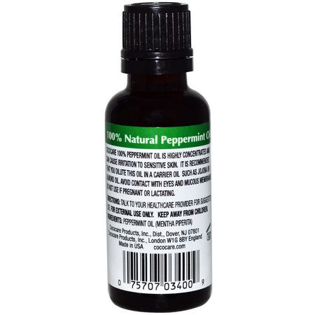 身體按摩油: Cococare, 100% Natural Peppermint Oil, 1 fl oz (30 ml)
