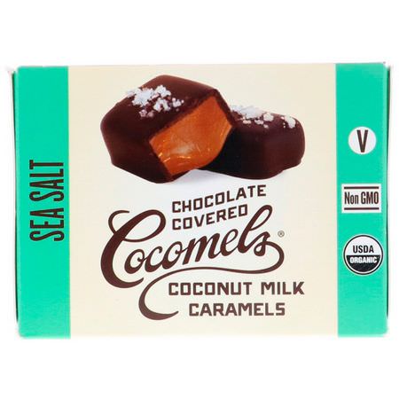 糖果, 巧克力: Cocomels, Organic, Chocolate Covered Coconut Milk Caramels, Sea Salt, 15 Units, 1 oz (28 g) Each