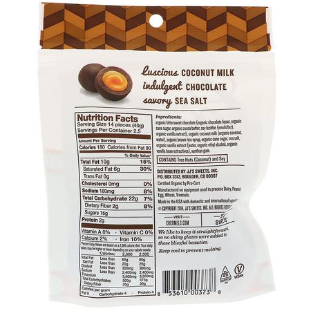 糖果, 巧克力: Cocomels, Organic, Coconut Milk Caramels, Bites, Sea Salt, 3. 5 oz (100 g)