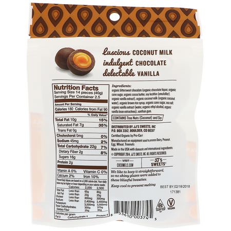 糖果, 巧克力: Cocomels, Organic, Coconut Milk Caramels, Bites, Vanilla, 3.5 oz (100 g)