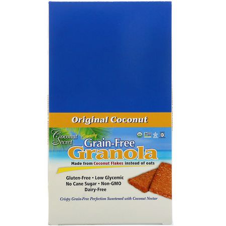 小吃店: Coconut Secret, Crunchy Grain-Free Granola Bar, Original Coconut, 12 Bars, 1.2 oz (34 g) Each